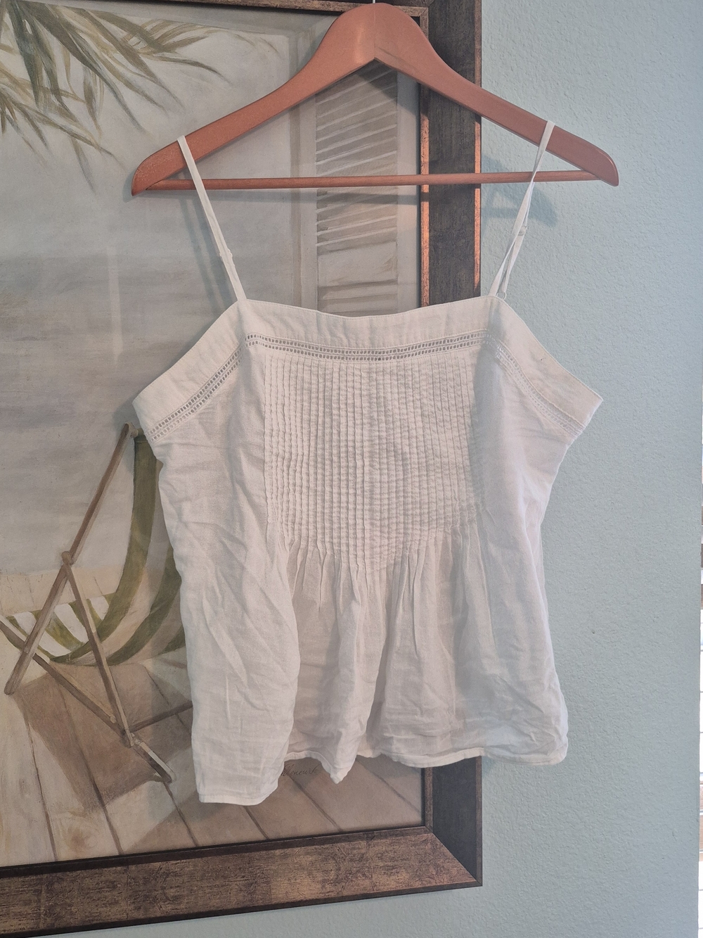 Old Navy White Smocked Cotton Spaghetti Strap Camisole